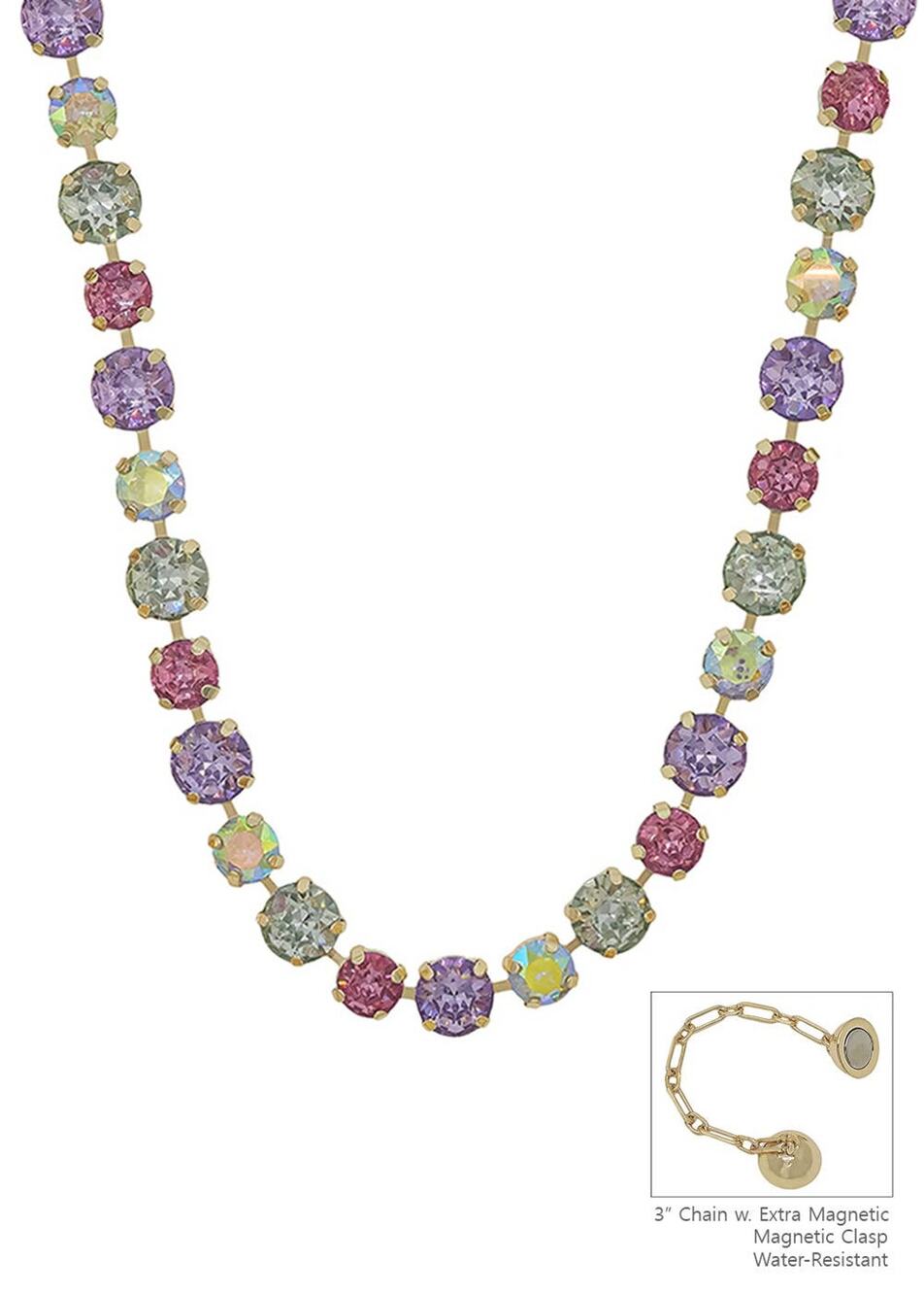 Light Multi-Crystal Stone Necklace | 17" Water-Resistant Magnetic Closure